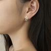 Dylam Luxury Geometric S925 Silver Jewelry 18K Gold Plated Earring Cz Zirconia Double Layer Hoops Hook Stud Earrings for Women