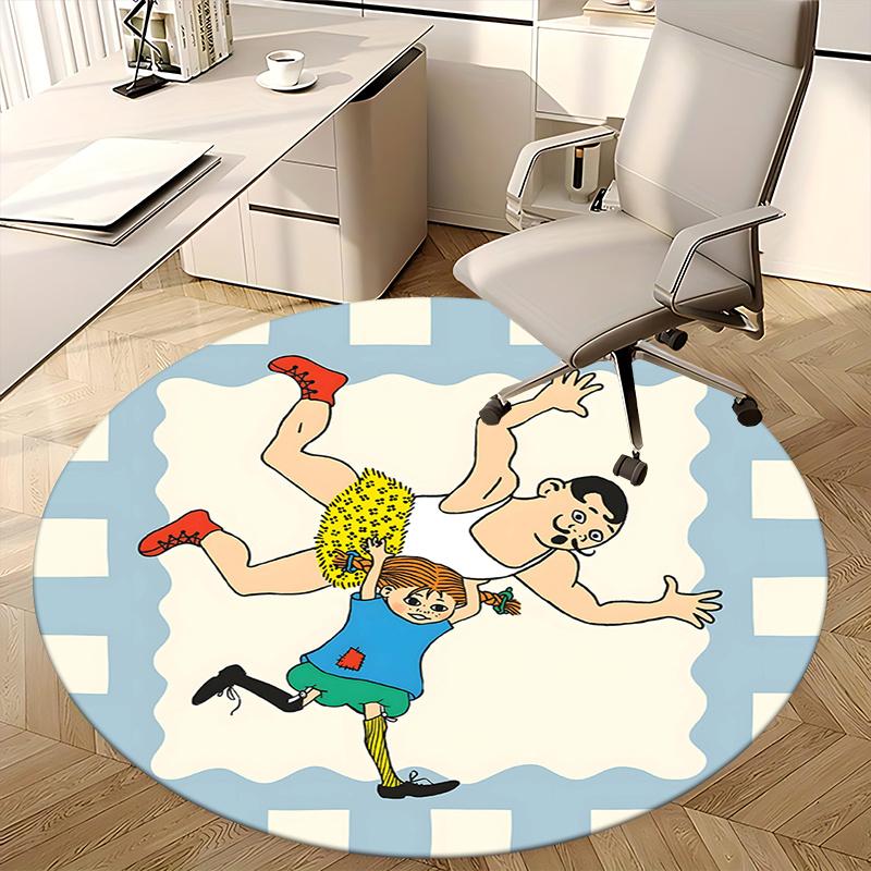 Pippi Longstocking,Toys Chair mat Round Rug Office carpet, Machine Washable, Non slip, Suitable for Living Rooms, Bedrooms