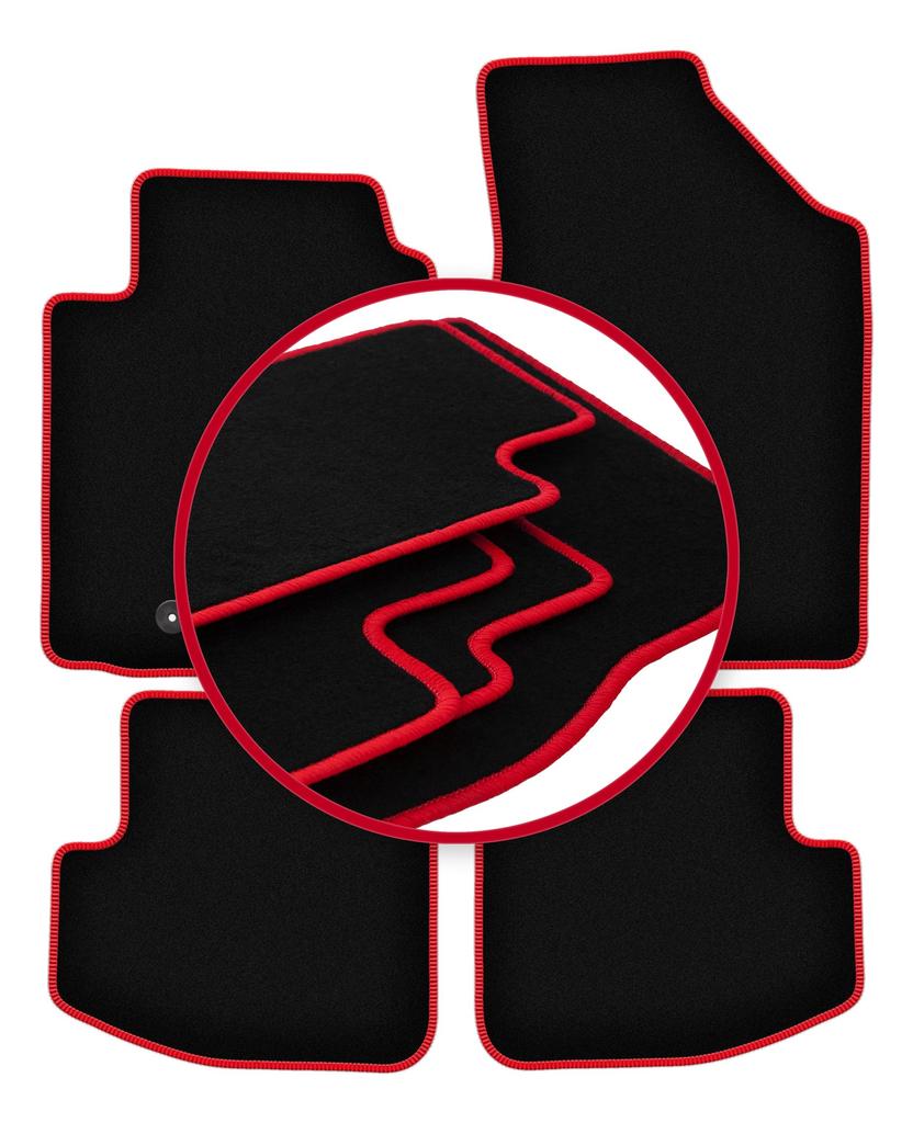 Velour floor mats with red edge for: Toyota Yaris I 3-door (1999-2005)