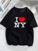 Женская графическая футболка I Love NY Нью-Йорк Девочка Y2K Харадзюку Черная Розовая Красная Новая Футболка Топы Женская Смешная Одежда Подарок
