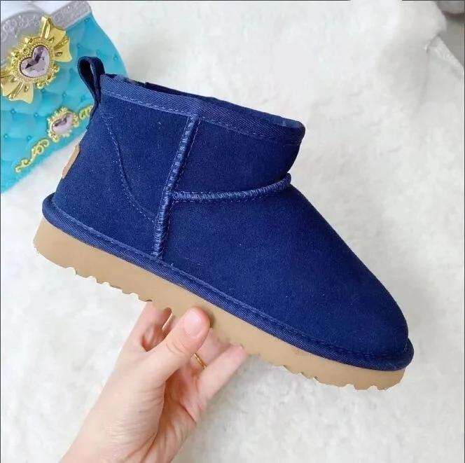 Winter Children Snow Boots 2027 New Design Baby Cow Suede Upper Warm Shoes With Thick Plush Boys Girls Toddler High-top Fur Boot