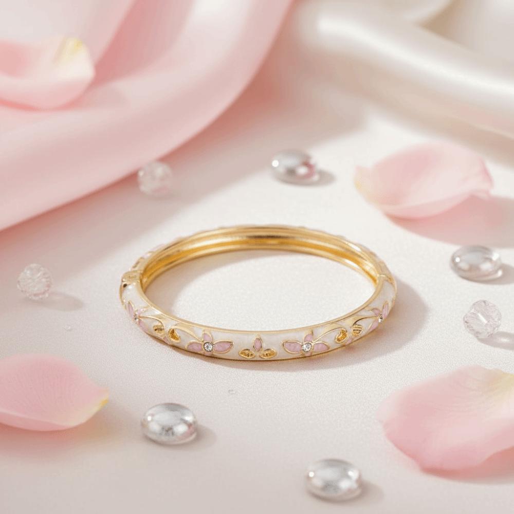 Shiny Drip Oil Enamel Bracelet Open Hollow Out Flower Bangle Women's Hand Bracelet Jewelry Gifts