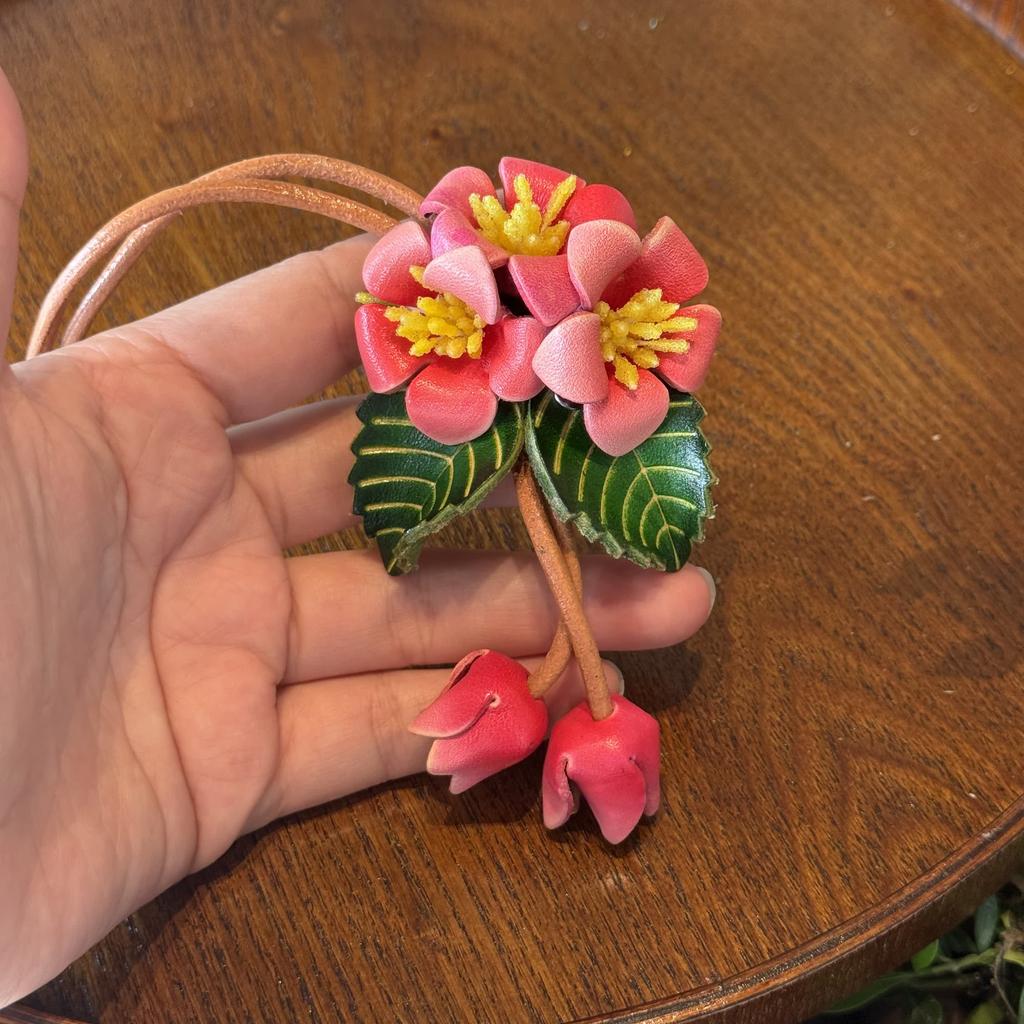 Genuine Leather Blooming Sunflowers Charms Simulation Peony Flower Pendent Exquisite Floral Decor Bag Charm Accessories