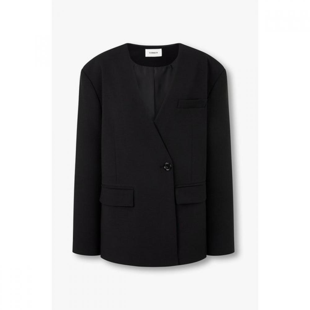 Studio Tomboy No Collar V Neck One Button Jacket 9106112102ar