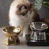 Anti-Spill Ceramic Cat Bowl Cat Shaped Cat Water Bowl Elevated Pet Food Feeder  Cat Drinking