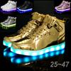 Fashion Size 25-47 USB Charging Glowing Sneakers Children Adult High Top Boots Led Casual Luminous Light Shoes for Boys Girls Men Women