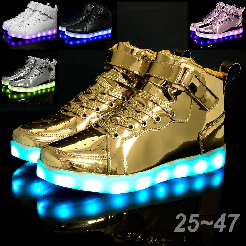 Fashion Size 25-47 USB Charging Glowing Sneakers Children Adult High Top Boots Led Casual Luminous Light Shoes for Boys Girls Men Women
