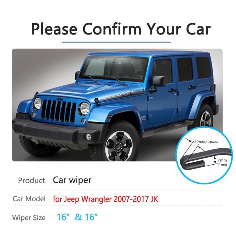 Для Jeep Wrangler JK 2007~2017 Щетки стеклоочистителя для автомобиля Переднее стекло Стеклоочистители для ветрового стекла Аксессуары для автомобиля 2008 2009 2015 2016