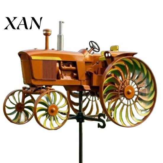 Tractor Windmill Sculpture Skeleton Riding Motorcycle Wind Spinner Decoration Metal Kinetic Weather-resistant Outdoor Garden Yard Patio Lawn