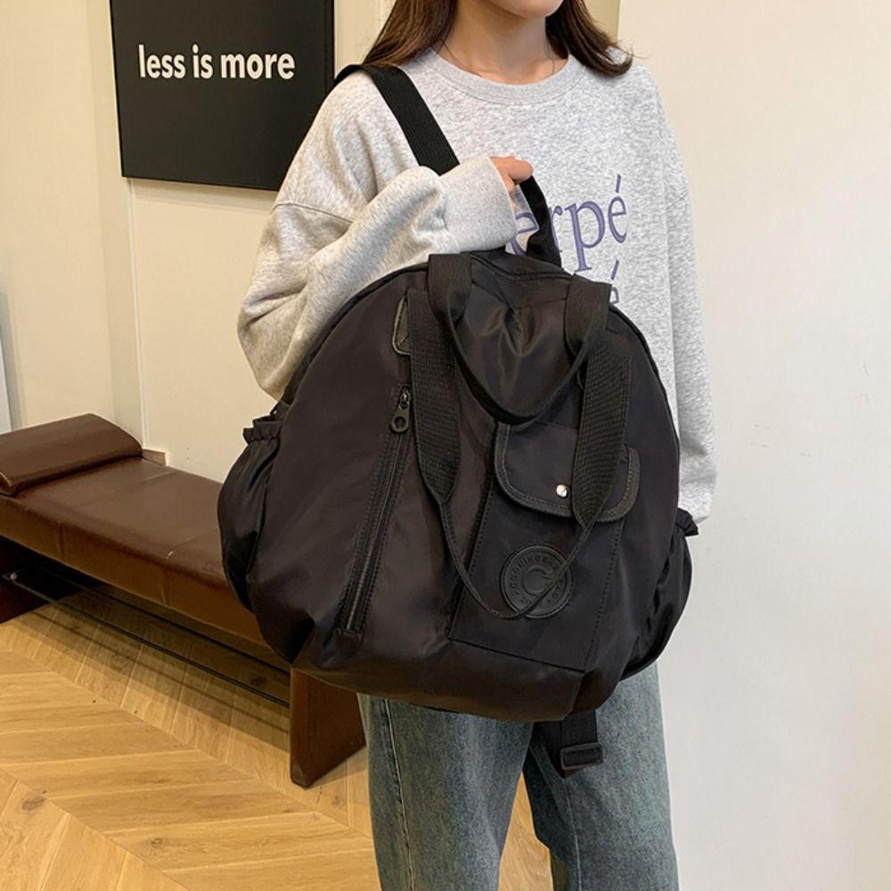 Solid Color Round Shape Shoulder Bag Large Capacity Fitness Bag Swimming Nylon Backpack Outdoor