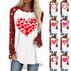 Women's Fashionable All-match Long Sleeve Mid-Length Valentine's Day Love Heart Print Top