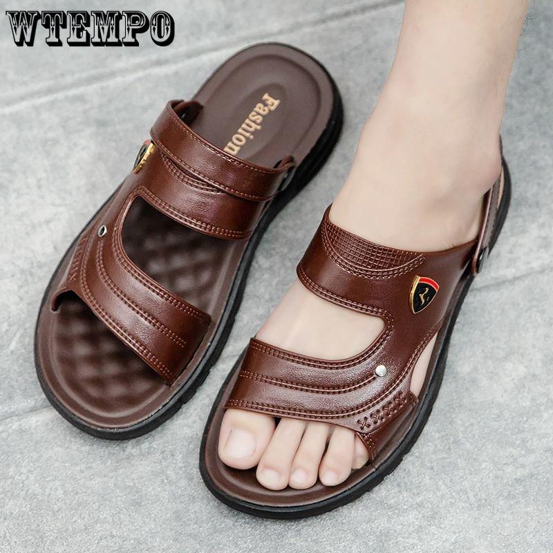 WTEMPO Летние мужские сандалии на толстой подошве, шлепанцы с мягкой подошвой, домашние нескользящие тапочки, модные уличные шлепанцы, пляжная обувь
