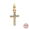 925 Silver Golden Cross Charms Beads For 3mm Bracelet DIY Jewelry Making Women Gifts New In 