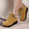 Rimocy Warm Short Plush Platform Snow Boots Women Winter Non Slip Wedges Ankle Boots Woman Lace Up Cotton Padded Shoes Creepers
