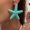 Boho Colorful Metal Big Starfish Pendant Necklace Earrings For Women Summer Y2K Jewelry Gift