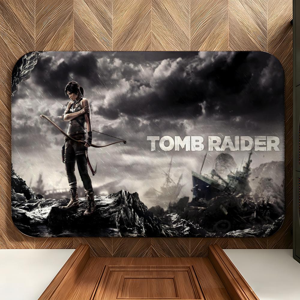 Game T-Tomb R-Raider Floor Mat Soft Flannel Floor Mat Suitable for Entryways, Living Rooms, Bedrooms, and Bathrooms