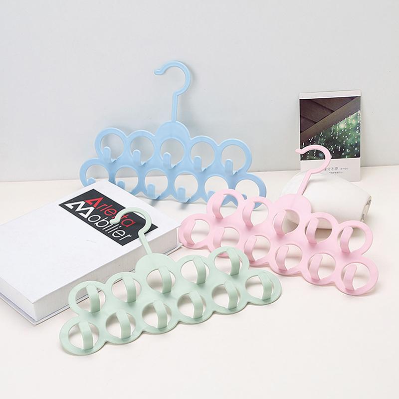 11Holes Bathroom Storage Rack Plastic Hanger Organizer Closet Space Saving Scarf Belt Tie Hat Towel Bag Purse Holder Dorm Room&