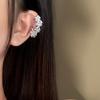 Непроколотые серьги-клипсы с бриллиантовым цветком для женщин - свадебные серьги-каффы на осень/зиму