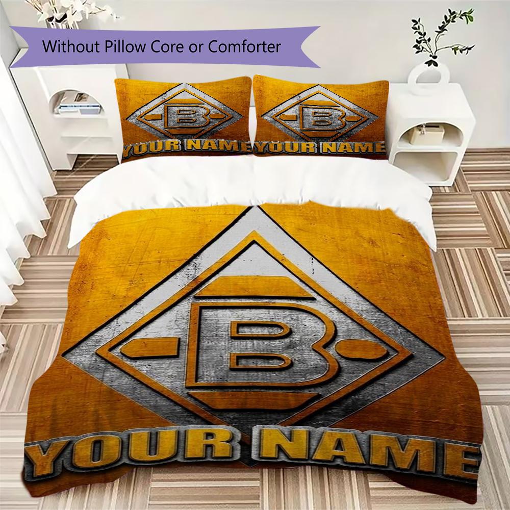 Custom Name Vfl Gladbach Pattern Bedding uilt Set uilt Cover Pillowcase Home Decoration Birthday Gift (1*duvet cover+2*pillowcase without core)