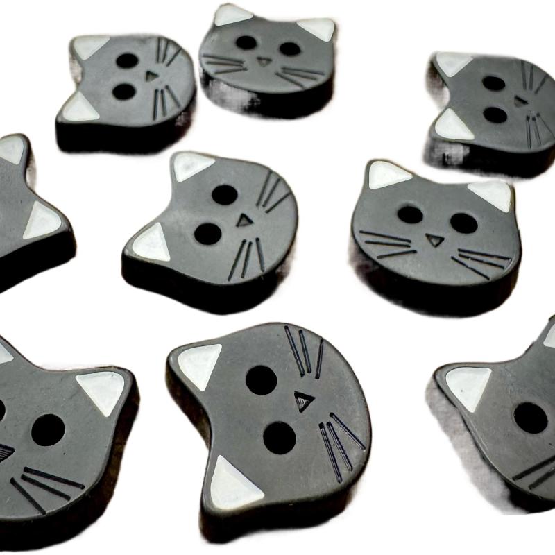 New 10Pcs Decorative Fasteners For Clothing Cute Cartoon Cat Buttons With Ears Resin DIY Craft Buttons For Sewing And Crafting