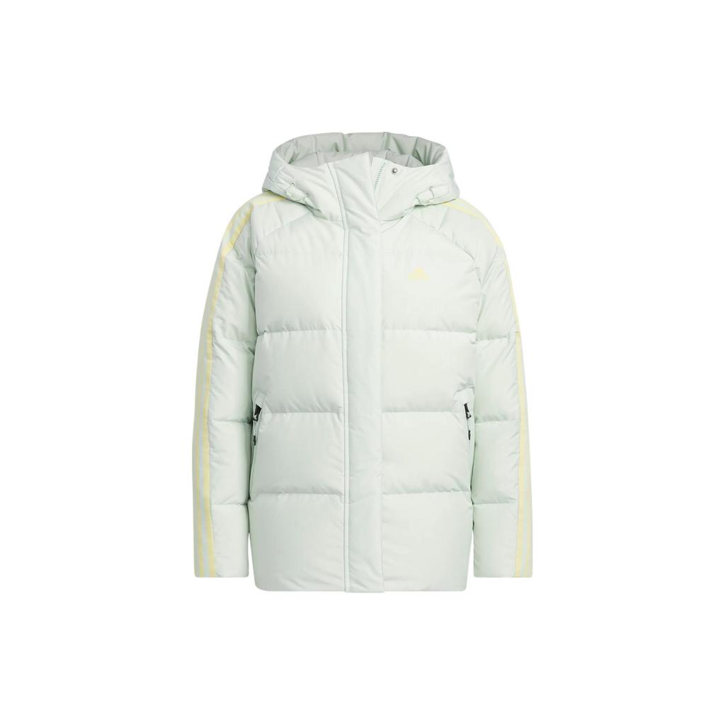 adidas Женская пуховая куртка с 3 полосками, льняной зеленый, HN2084