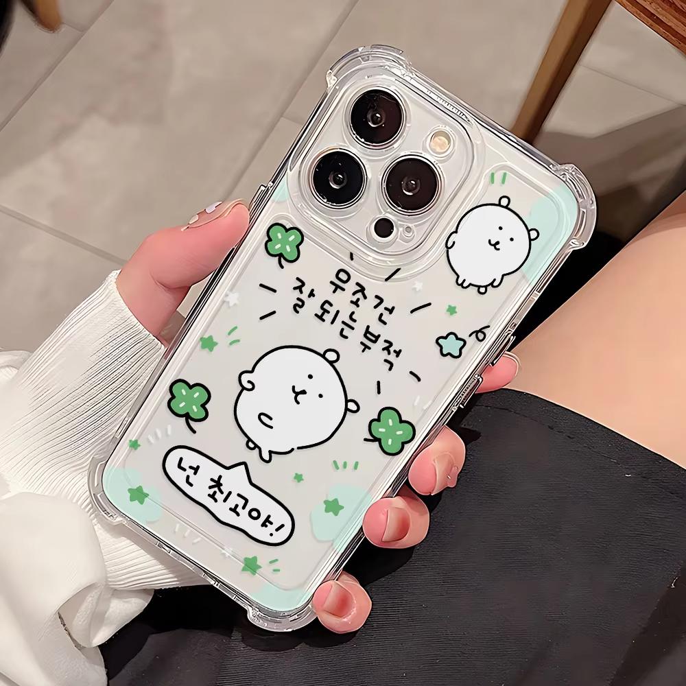 Корейский зеленый клевер собака чехол для телефона Ins для iPhone 17 Air 16 e 15 14 13 12 11 Pro Max Plus Mini SE 2020 2022 Мягкая противоударная крышка