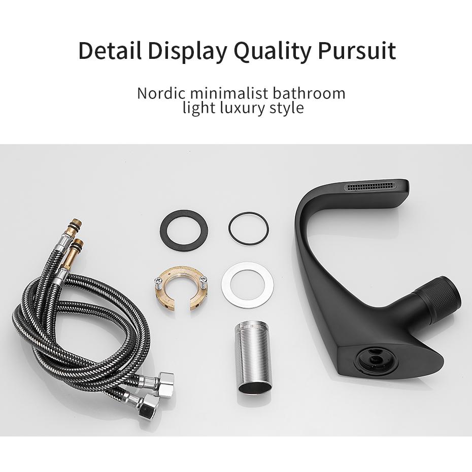 Basin Faucets Matte Black Modern Bathroom Mixer Tap Brass Washbasin Faucet Single Handle Single Hole Elegant Crane  855818