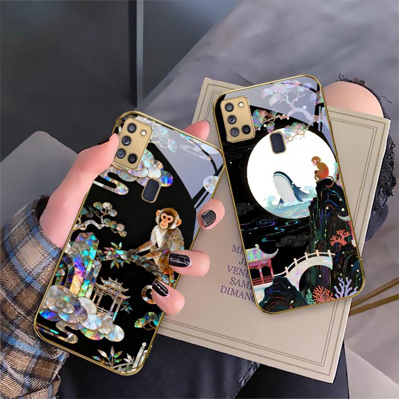 Фантастическая Радужная Сосна Для Samsung A 31 32 A33 A34 35 14 A15 13 A16 25 26 50 52 53 54 55 56 70 71 72 73 Золотой стеклянный чехол для телефона