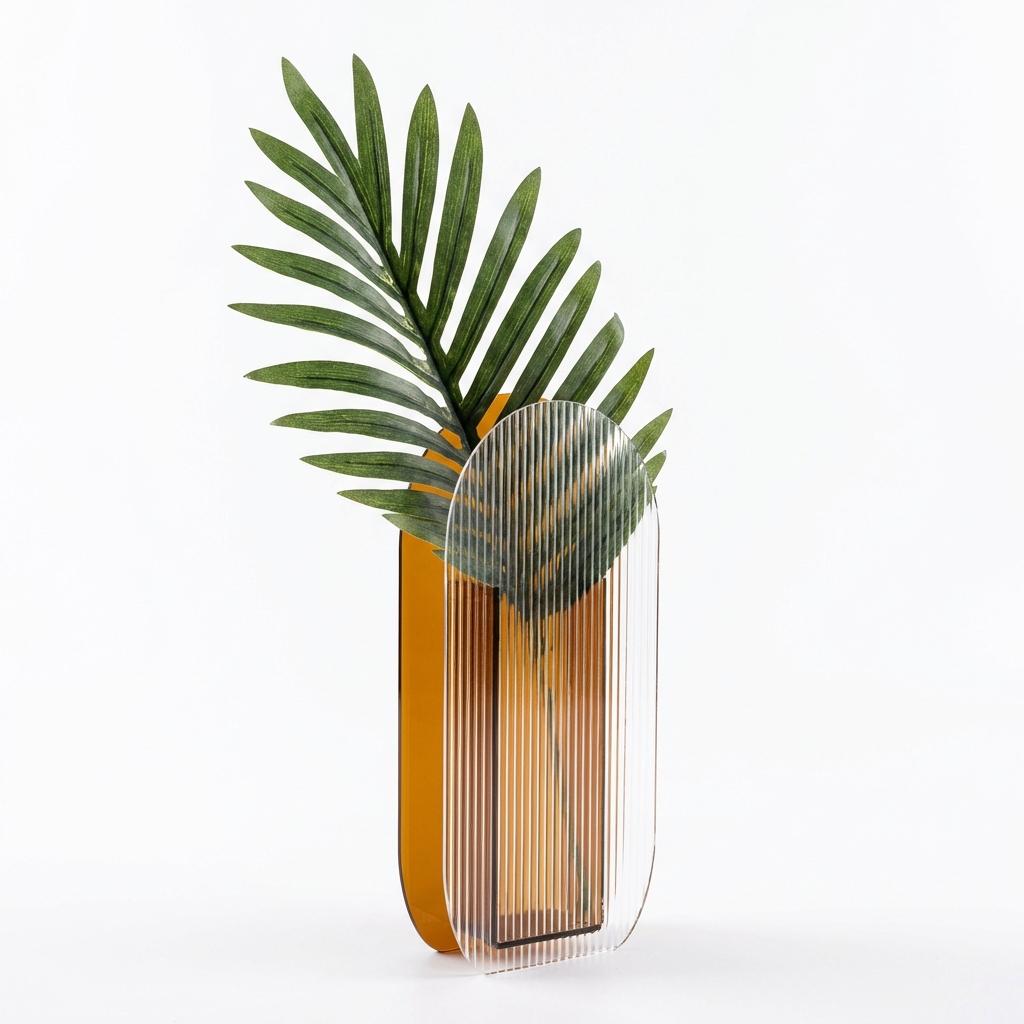 Acrylic Vase For Dry Flowers With Ripple Design Transparent Home Decor