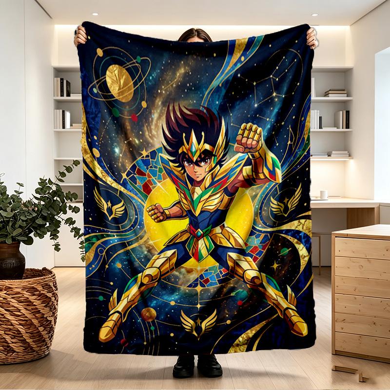 Saint Seiya Print Blanket - Soft & Comfortable, for Bedroom, Travel, Sofa, Home Decoration - Birthday Christmas Gift for Friend