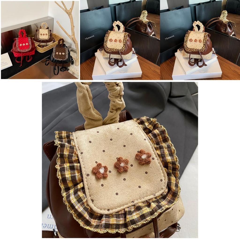 Minimalist Denim Patchwork Small Backpack For Daily Use