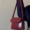 Retro Hong Kong Style Red Patent Leather Underarm Bag - Women's Handheld, Shoulder, & Messenger Small Square Bag for Autumn/Winter