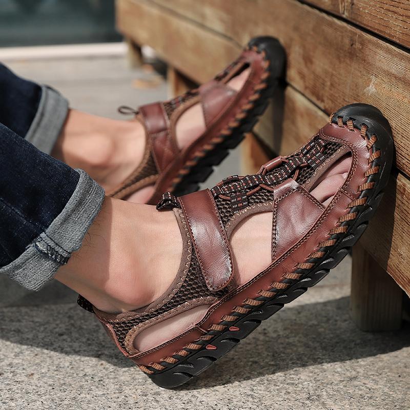 Men's Handmade Sandals Outdoor Sandals Leather Sandals Beach Shoes Hiking Outdoor Leather Sandals