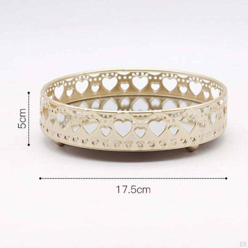 Золотой Зеркальный Поднос для Украшений Стенд Декоративная Круглая Тарелка-Держатель для Ванной