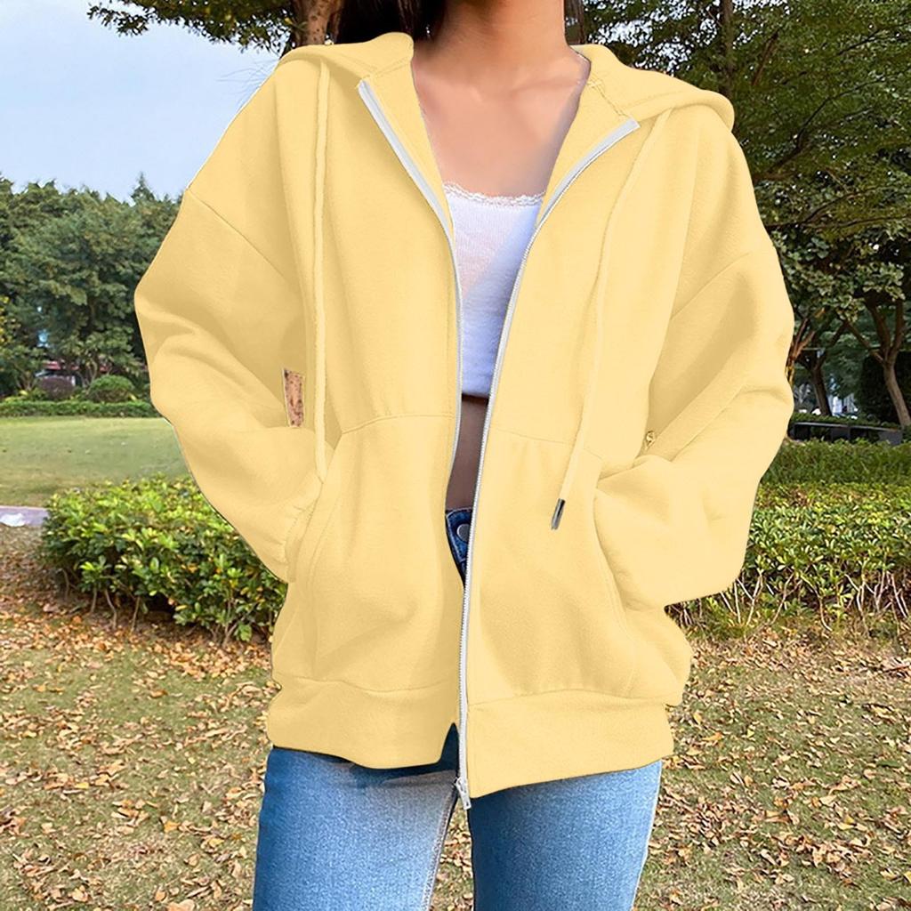 Женская мода, повседневная однотонная толстовка, осень/зима, кардиган с длинными рукавами и карманами, куртка на молнии, пальто с капюшоном