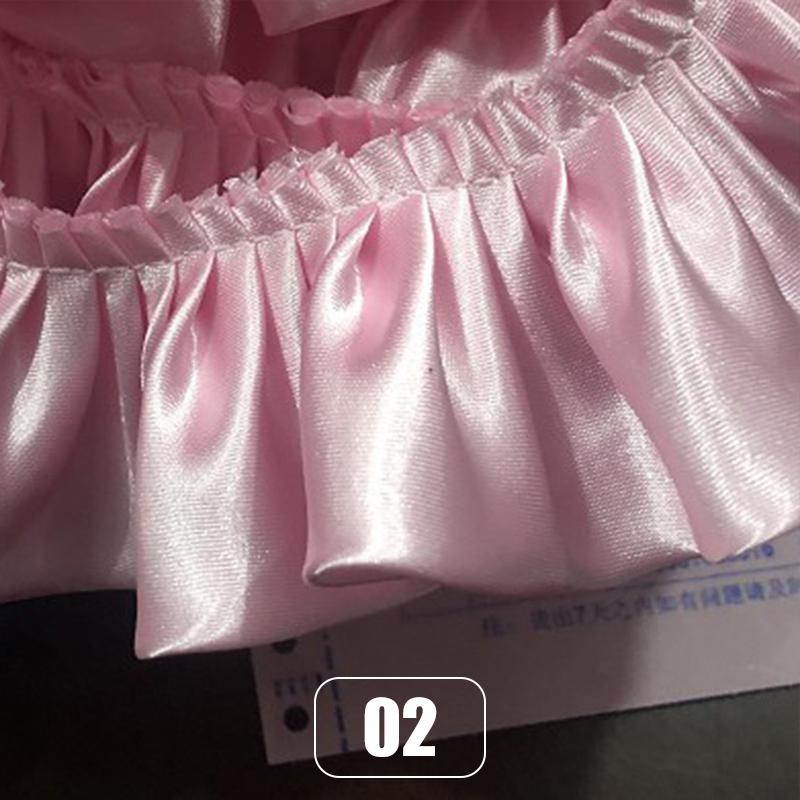 10 м Двухслойная оборка с кружевной отделкой, блестящая атласная плиссированная лента, кромка ткани, подгиб для свадебного платья, кукольного платья, DIY детское шитье, рукоделие