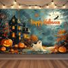 Happy Halloween Backdrop Neon Pumpkin Bat Skull Cemetery Photography Background Halloween Party Photo Booth Decor Banner Gift512