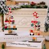 Delightful Wooden Christmas Figurines Featuring Gnome And Snowman With English Text