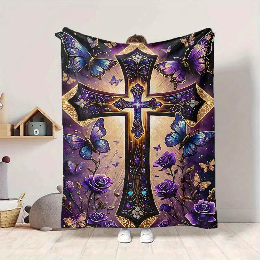 1pc Cross Ornament Blanket - Perfect Gift for Birthdays, Christmas & Halloween- Soft, Warm & Versatile yy250909082