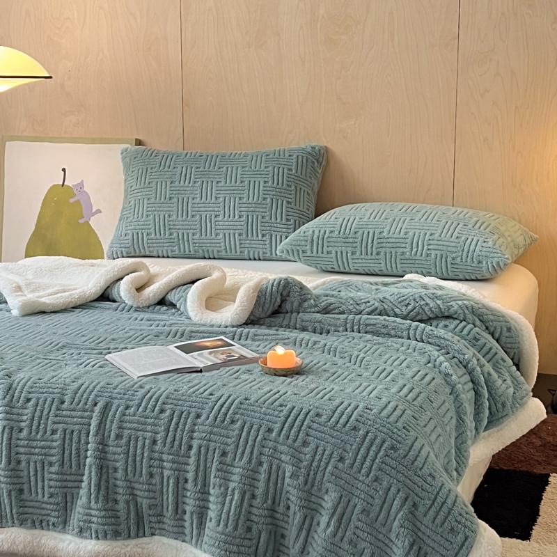 Thick Jacquard Sherpa Fleece Blanket for Bed Sofa Autumn Winter Warm Double Sided Plush Throw Blanket Kids Adults Size Comforter