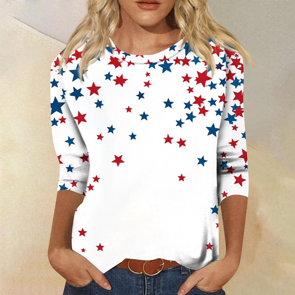 Женская футболка Повседневная футболка с принтом «День независимости», джемпер с круглым вырезом