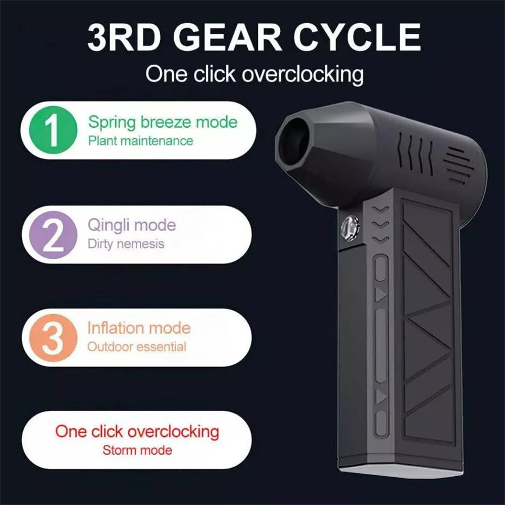 Мини-воздуходувка 130000 об/мин, бесщеточный электрический пылесос, 3 скорости, турбо-воздуходувка, аккумуляторный, с подсветкой, для чистки автомобиля