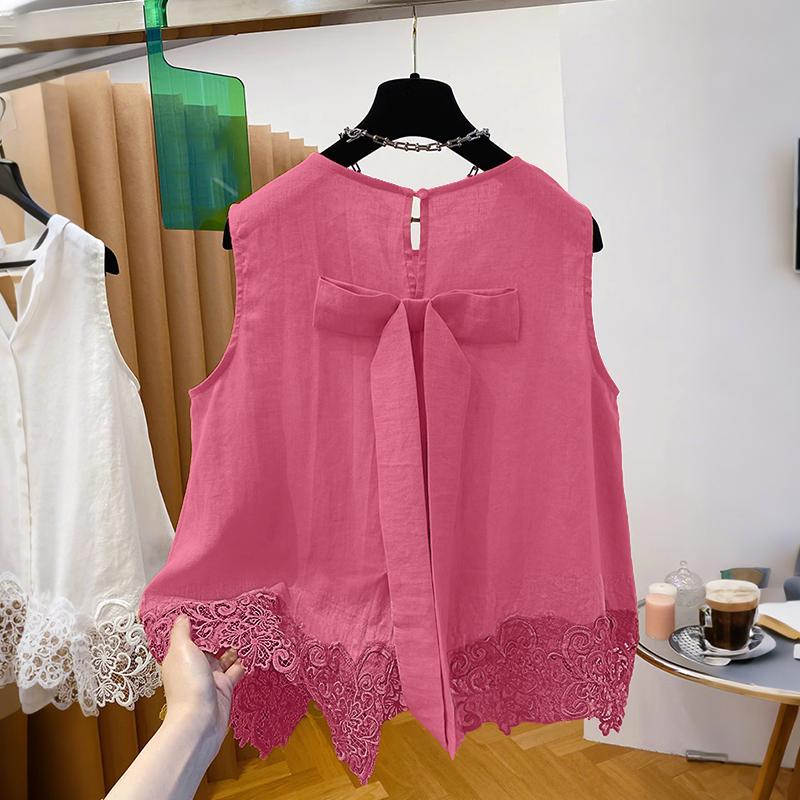 ZANZEA Женские летние повседневные майки без рукавов с кружевной вставкой