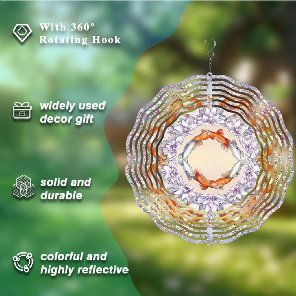 360 Degree Rotating 10 Inch Hanging Wind Spinner Elegant Metal Garden Decor for Patio Balcony Outdoor Year Round Art Gift for Family Friends