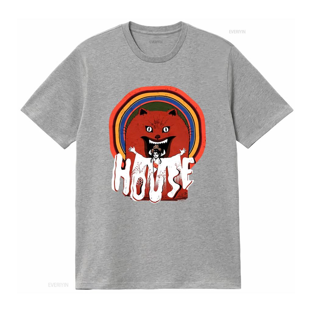 Hausu House 1977 Логотип Изгнания Футболка Культовый Классический Хоррор Мерч винтажный Стильный Повседневный Растянутый уличная одежда