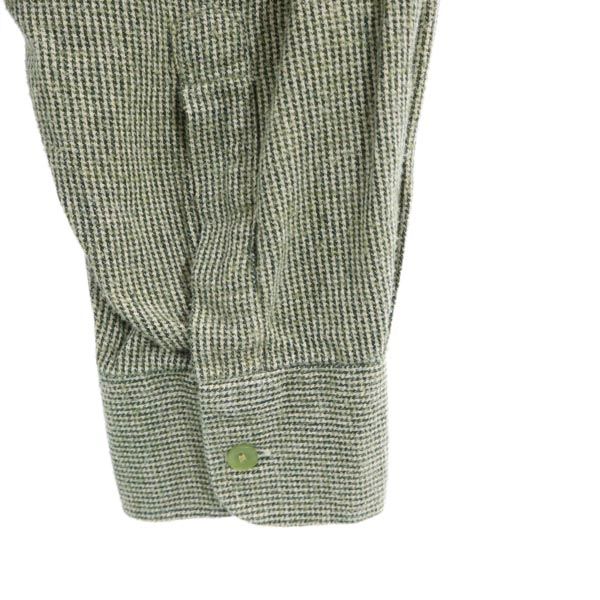 Vintage Рубашка Дедушки 70-х годов Рубашка с длинным рукавом цельная 43 зеленая Женская Б/У