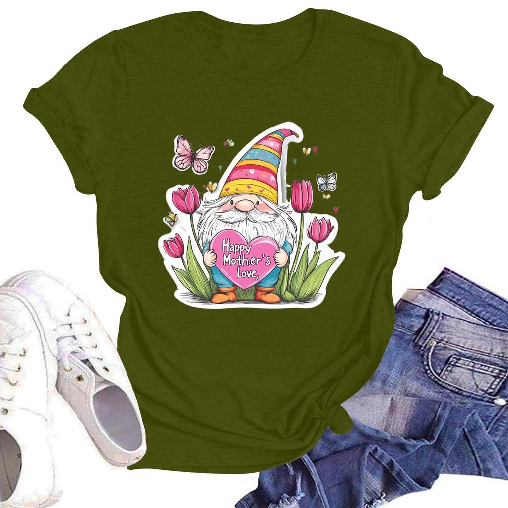 Женская повседневная футболка с круглым вырезом и короткими рукавами с принтом