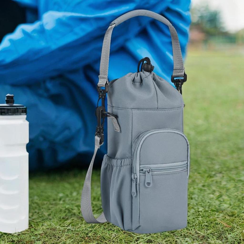 Сумка-переноска для бутылок с водой, регулируемый плечевой ремень для мужчин и женщин с карманом на молнии