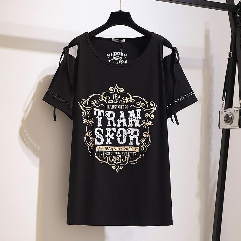 Fat Girl Shirt Women T Shirt 2XL~6XL Blouse Round Neck Loose Printed T-shirt Large Size