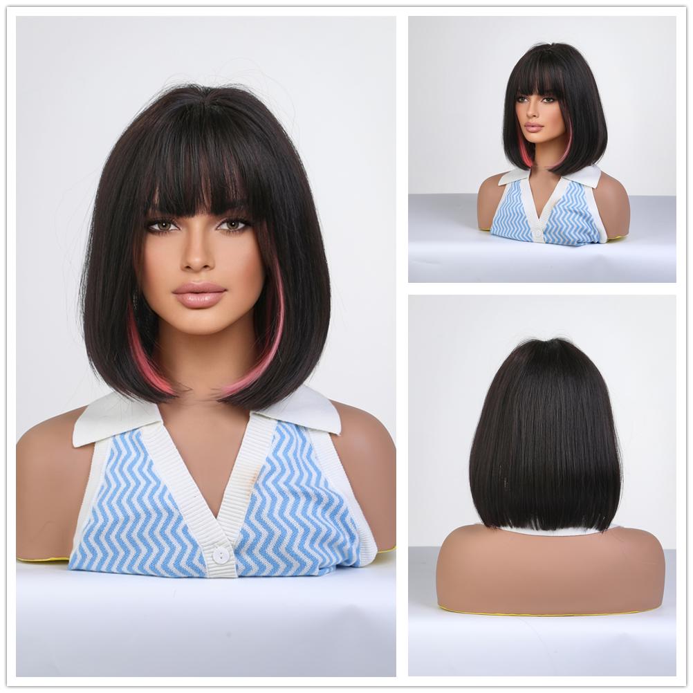 BLONDE UNICORN Синтетический парик пикси, черные парики для женщин, высокотемпературное волокно, прямые волосы, ежедневное использование для косплея